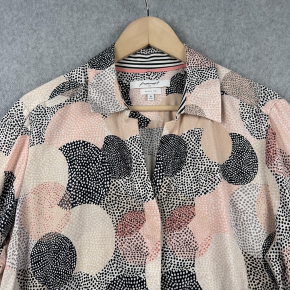 Foxcroft Shirt Womens Size 18 Pink Black Dot Print Wrinkle Free Button Front - Picture 3 of 9